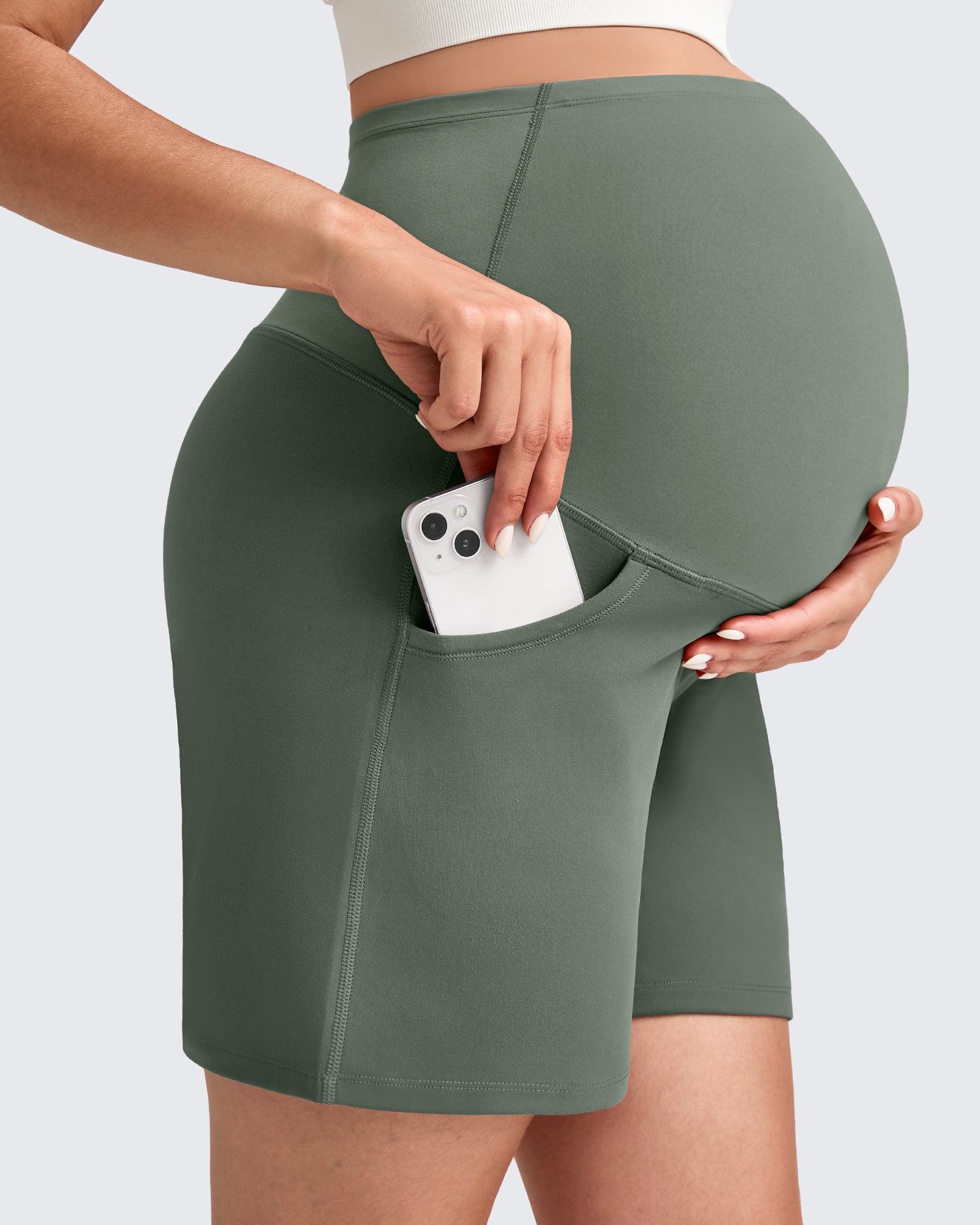 G4Free Activewear - Over The Belly Pregnancy Athletic Shorts 6'' -GF25EY556AF-XS-GF25EY556AA-S-GF25EY556AB-M-GF25EY556AC-L-GF25EY556AD-XL