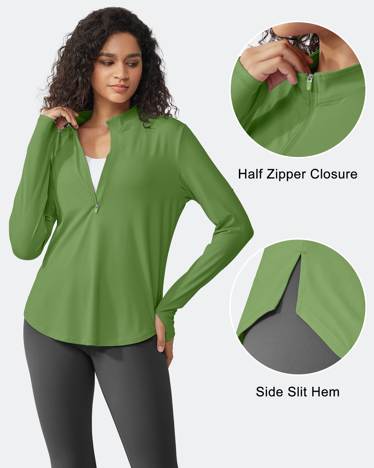 G4Free Activewear - Quick Dry High Neck Sun Half Zip Tops -GF23B126KF-XS-GF23B126KA-S-GF23B126KB-M-GF23B126KC-L-GF23B126KD-XL