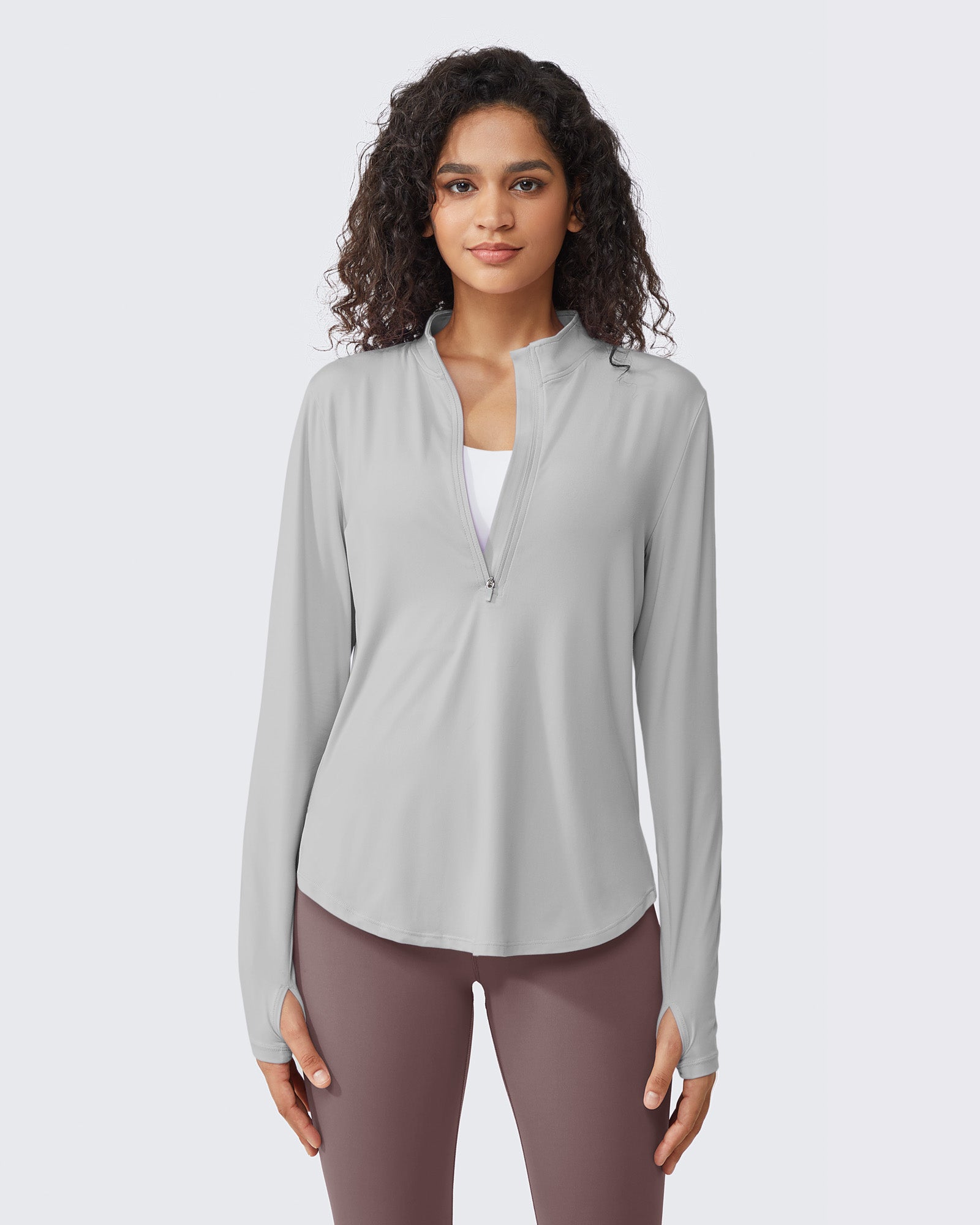 G4Free Activewear - Quick Dry High Neck Sun Half Zip Workout Tops -GF23B126AF-XS-GF23B126AA-S-GF23B126AB-M-GF23B126AC-L-GF23B126AD-XL