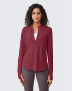 G4Free Activewear - Quick Dry High Neck Sun Half Zip Workout Tops -GF23B126AF-XS-GF23B126AA-S-GF23B126AB-M-GF23B126AC-L-GF23B126AD-XL