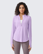 G4Free Activewear - Quick Dry High Neck Sun Half Zip Workout Tops -GF23B126AF-XS-GF23B126AA-S-GF23B126AB-M-GF23B126AC-L-GF23B126AD-XL