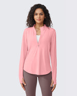 G4Free Activewear - Quick Dry High Neck Sun Half Zip Workout Tops -GF23B126AF-XS-GF23B126AA-S-GF23B126AB-M-GF23B126AC-L-GF23B126AD-XL