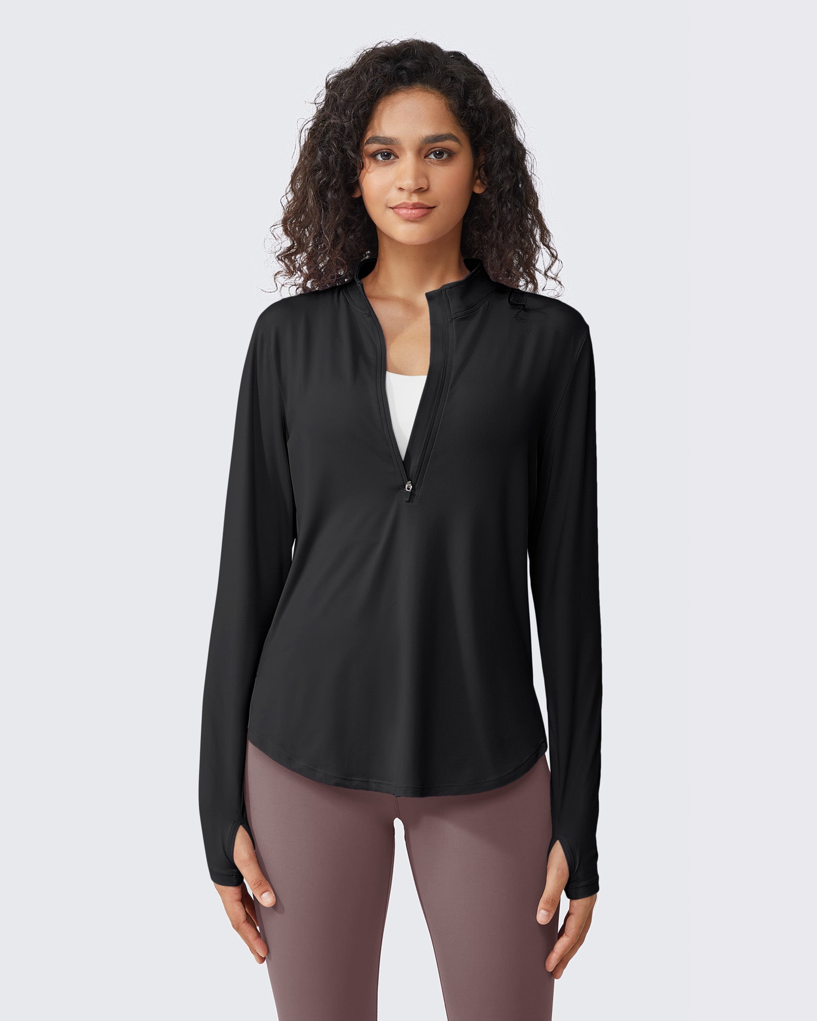 G4Free Activewear - Quick Dry High Neck Sun Half Zip Workout Tops -GF23B126AF-XS-GF23B126AA-S-GF23B126AB-M-GF23B126AC-L-GF23B126AD-XL