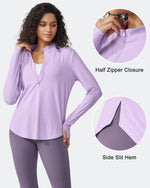 G4Free Activewear - Quick Dry High Neck Sun Half Zip Workout Tops -GF23B126AF-XS-GF23B126AA-S-GF23B126AB-M-GF23B126AC-L-GF23B126AD-XL