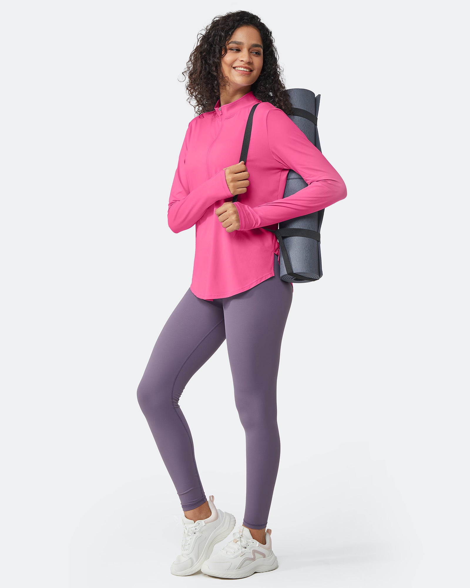 G4Free Activewear - Quick Dry High Neck Sun Half Zip Workout Tops -GF23B126AF-XS-GF23B126AA-S-GF23B126AB-M-GF23B126AC-L-GF23B126AD-XL