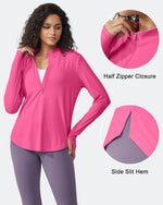 G4Free Activewear - Quick Dry High Neck Sun Half Zip Workout Tops -GF23B126AF-XS-GF23B126AA-S-GF23B126AB-M-GF23B126AC-L-GF23B126AD-XL