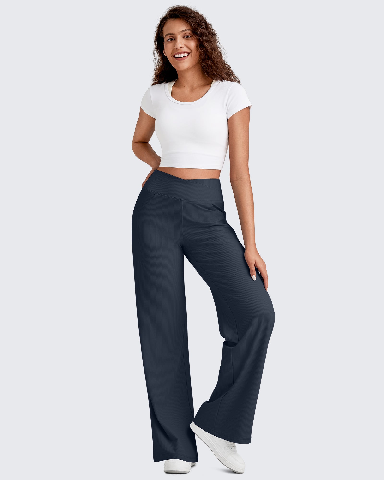 G4Free Activewear - Ribbed Cross High-Waist Wide Leg Pants -GF25J505AF-XS-GF25J506AF-XS-GF25J507AF-XS-GF25J505AA-S-GF25J506AA-S