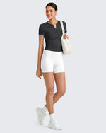 G4Free Activewear - Ribbed Half Zip Slim Work Out Short Sleeve -GF25K332AA-S-GF25K332AB-M-GF25K332AC-L-GF25K332AD-XL-GF25K332AF-XS