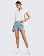 G4Free Activewear - Ribbed High-Rise Dressy Casual Shorts -GF25E304AA-S-GF25E304AB-M-GF25E304AC-L-GF25E304AD-XL-GF25E304AE-XXL