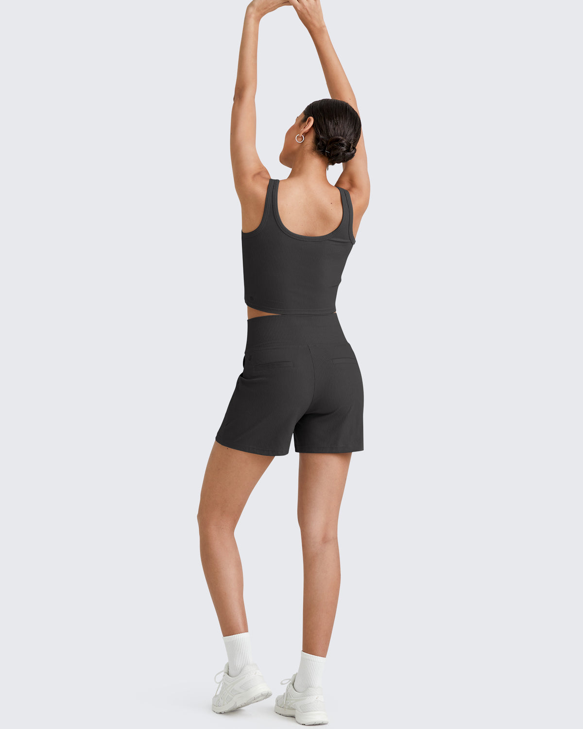 G4Free Activewear - Ribbed High-Rise Dressy Casual Shorts -GF25E304AA-S-GF25E304AB-M-GF25E304AC-L-GF25E304AD-XL-GF25E304AE-XXL