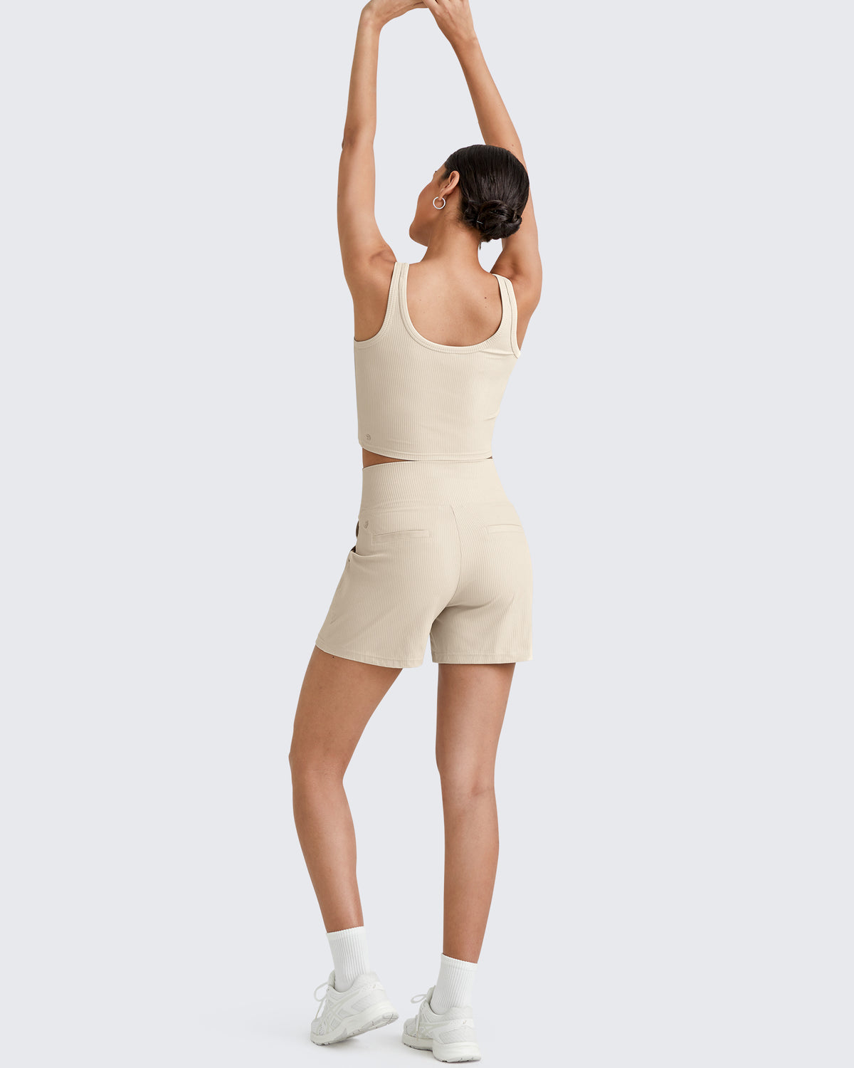 G4Free Activewear - Ribbed High-Rise Dressy Casual Shorts -GF25E304AA-S-GF25E304AB-M-GF25E304AC-L-GF25E304AD-XL-GF25E304AE-XXL