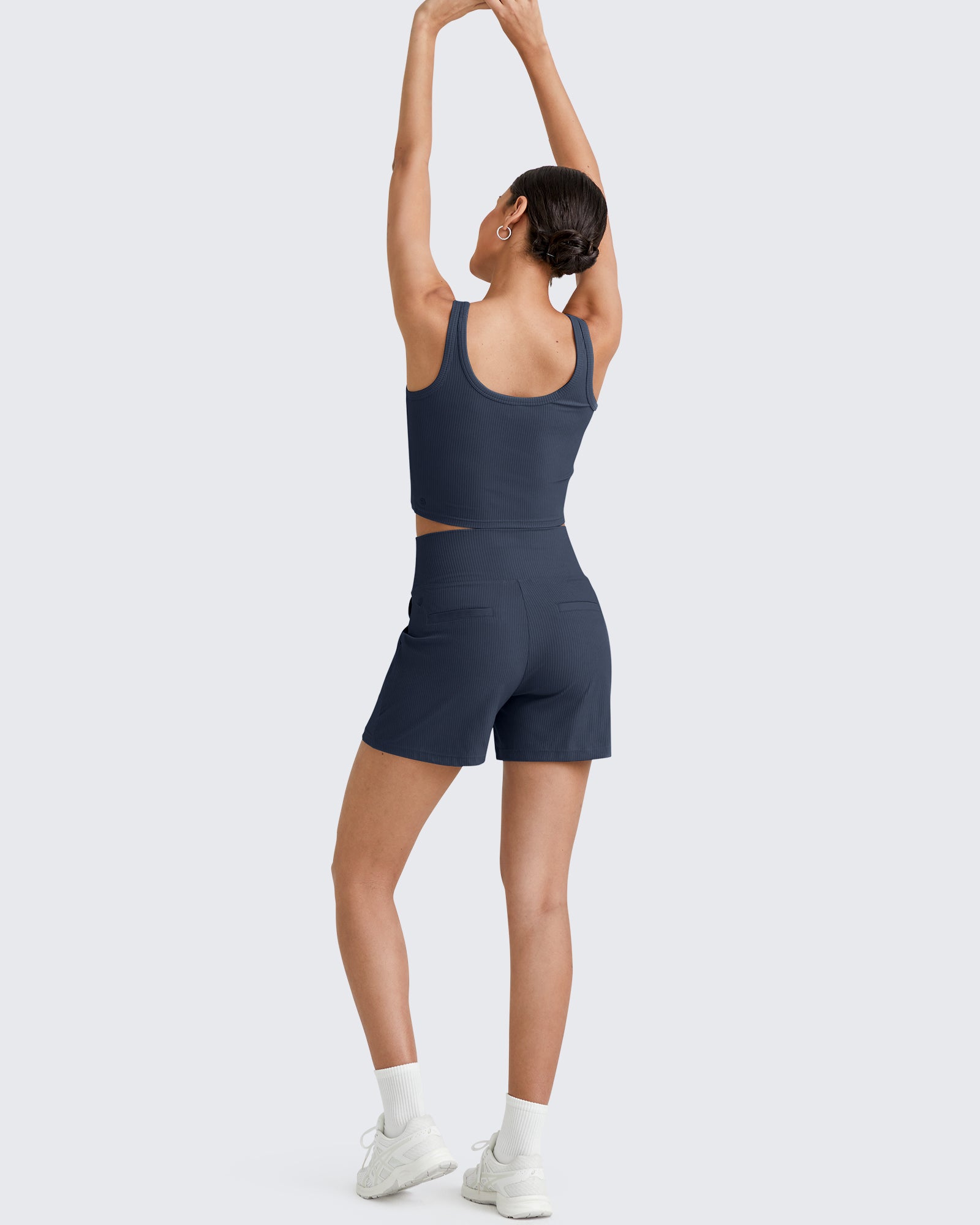 G4Free Activewear - Ribbed High-Rise Dressy Casual Shorts -GF25E304AA-S-GF25E304AB-M-GF25E304AC-L-GF25E304AD-XL-GF25E304AE-XXL