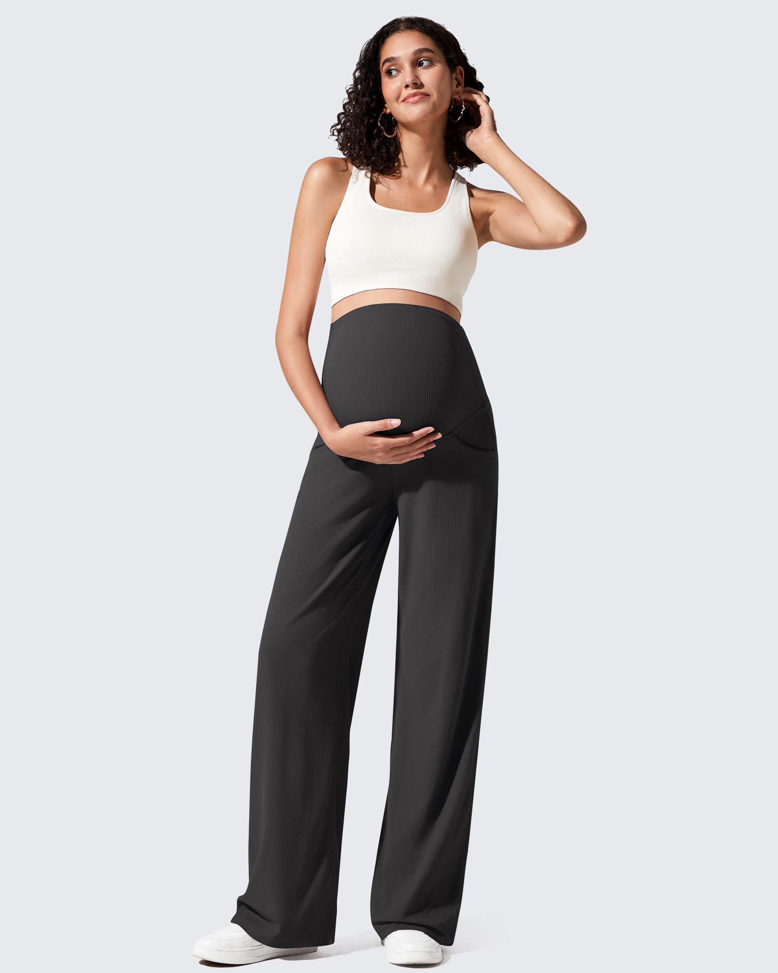 G4Free Activewear - Ribbed Maternity Wide Leg Casual Yoga Pants -GF25JY537AF-XS-GF25JY538AF-XS-GF25JY539AF-XS-GF25JY537AA-S-GF25JY538AA-S