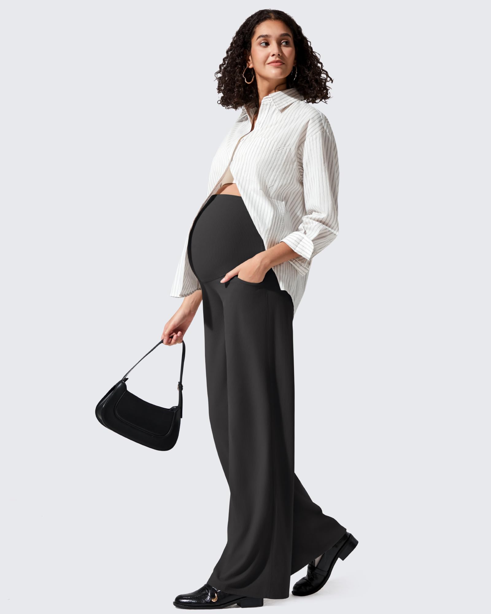 G4Free Activewear - Ribbed Maternity Wide Leg Casual Yoga Pants -GF25JY537AF-XS-GF25JY538AF-XS-GF25JY539AF-XS-GF25JY537AA-S-GF25JY538AA-S