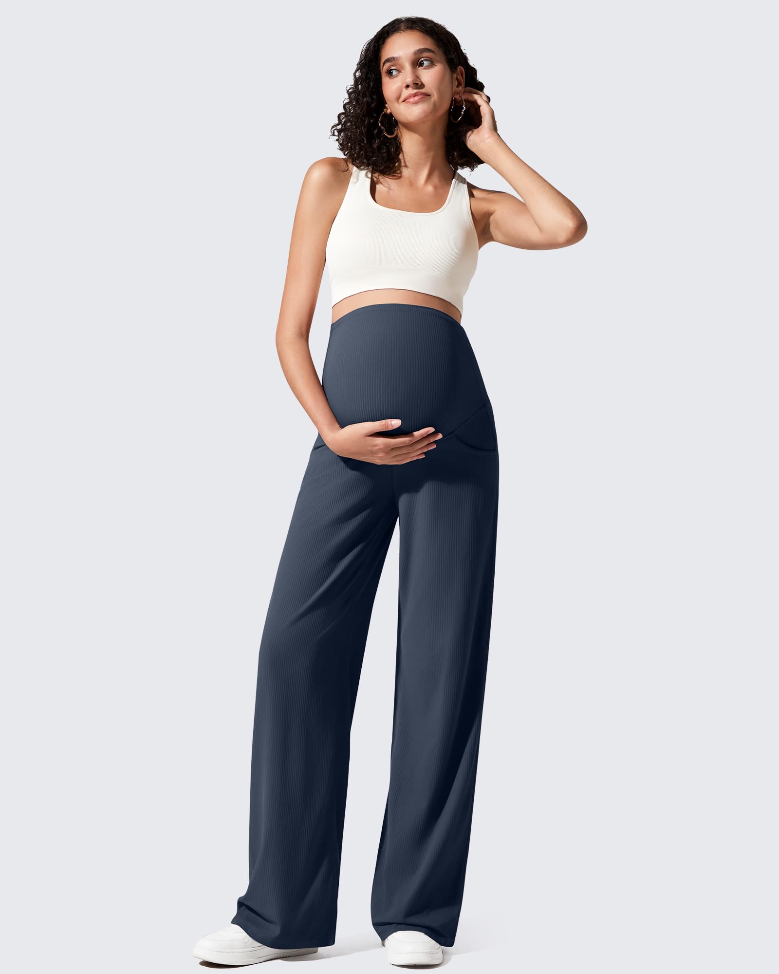 G4Free Activewear - Ribbed Maternity Wide Leg Casual Yoga Pants -GF25JY537AF-XS-GF25JY538AF-XS-GF25JY539AF-XS-GF25JY537AA-S-GF25JY538AA-S