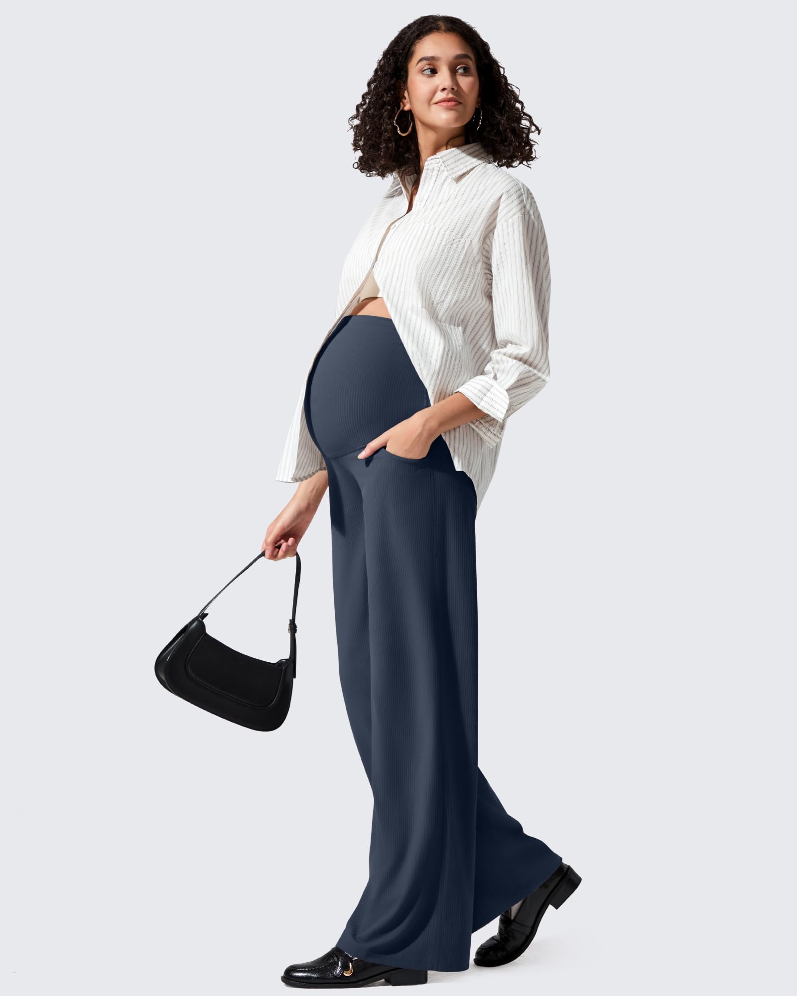 G4Free Activewear - Ribbed Maternity Wide Leg Casual Yoga Pants -GF25JY537AF-XS-GF25JY538AF-XS-GF25JY539AF-XS-GF25JY537AA-S-GF25JY538AA-S