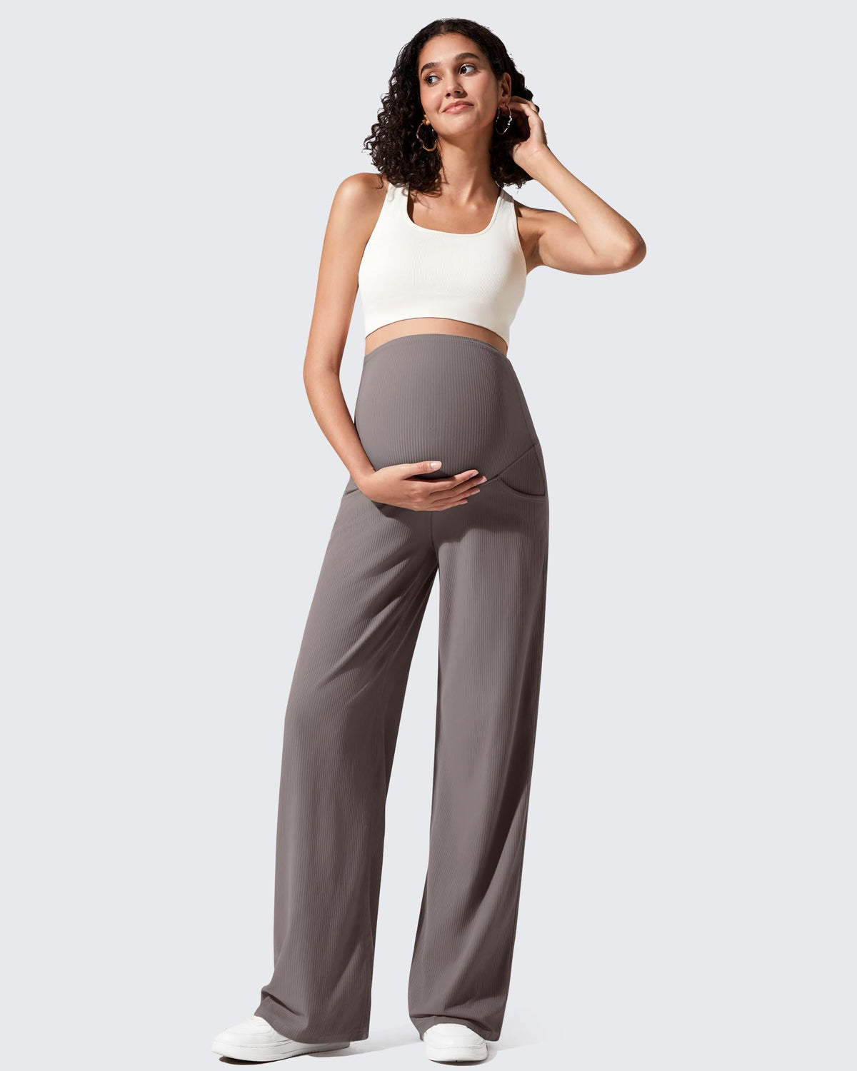 G4Free Activewear - Ribbed Maternity Wide Leg Casual Yoga Pants -GF25JY537AF-XS-GF25JY538AF-XS-GF25JY539AF-XS-GF25JY537AA-S-GF25JY538AA-S