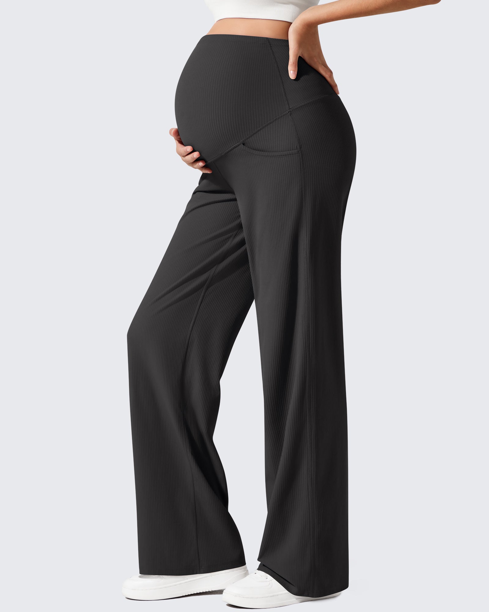 G4Free Activewear - Ribbed Maternity Wide Leg Casual Yoga Pants -GF25JY537AF-XS-GF25JY538AF-XS-GF25JY539AF-XS-GF25JY537AA-S-GF25JY538AA-S