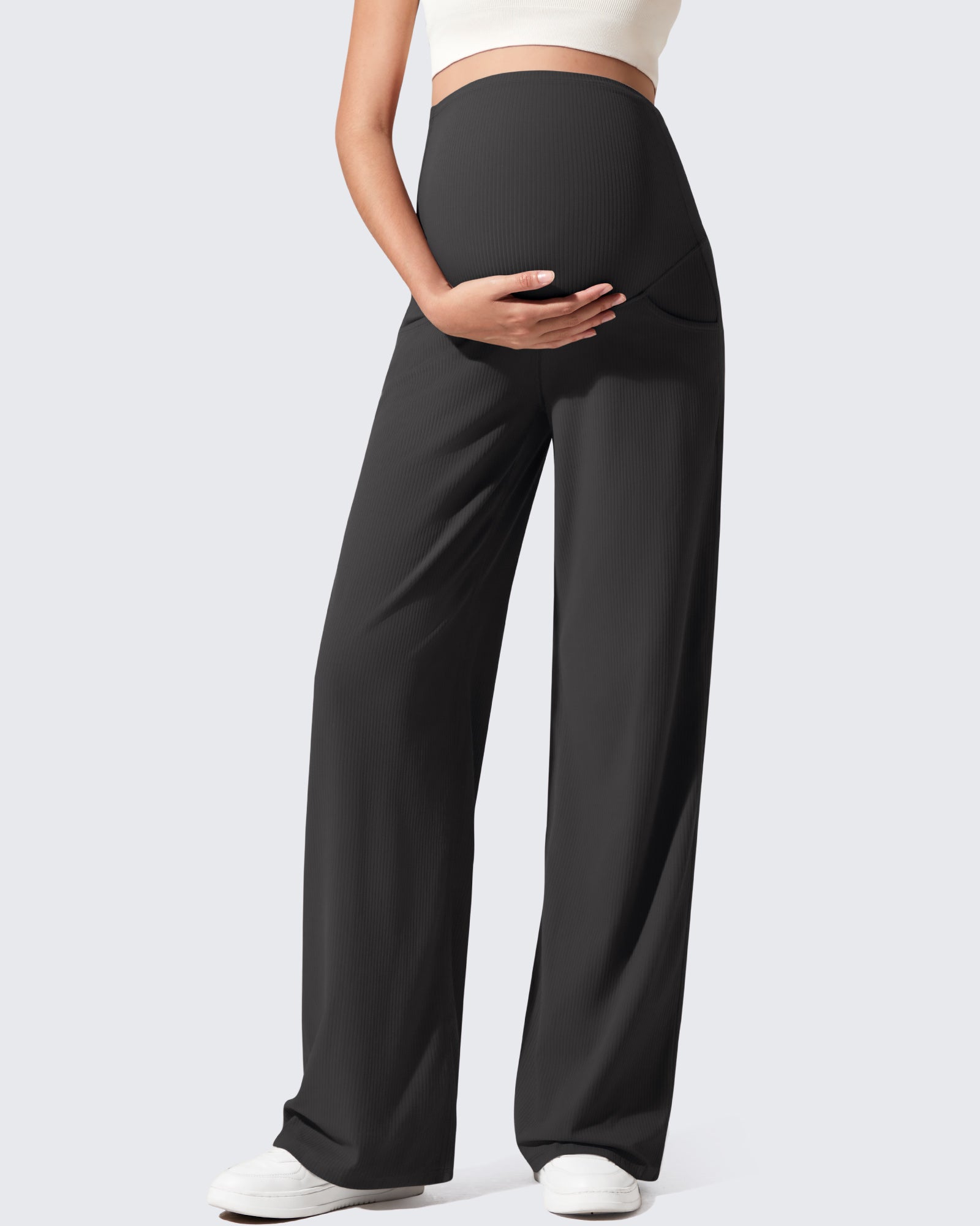 G4Free Activewear - Ribbed Maternity Wide Leg Casual Yoga Pants -GF25JY537AF-XS-GF25JY538AF-XS-GF25JY539AF-XS-GF25JY537AA-S-GF25JY538AA-S