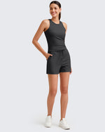 G4Free Activewear - Ribbed Mid-Rise Drawstring Shorts -GF25E318AA-S-GF25E318AB-M-GF25E318AC-L-GF25E318AD-XL-GF25E318AE-XXL