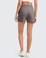 G4Free Activewear - Ribbed Mid-Rise Drawstring Shorts -GF25E318AA-S-GF25E318AB-M-GF25E318AC-L-GF25E318AD-XL-GF25E318AE-XXL