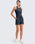 G4Free Activewear - Ribbed Mid-Rise Drawstring Shorts -GF25E318AA-S-GF25E318AB-M-GF25E318AC-L-GF25E318AD-XL-GF25E318AE-XXL