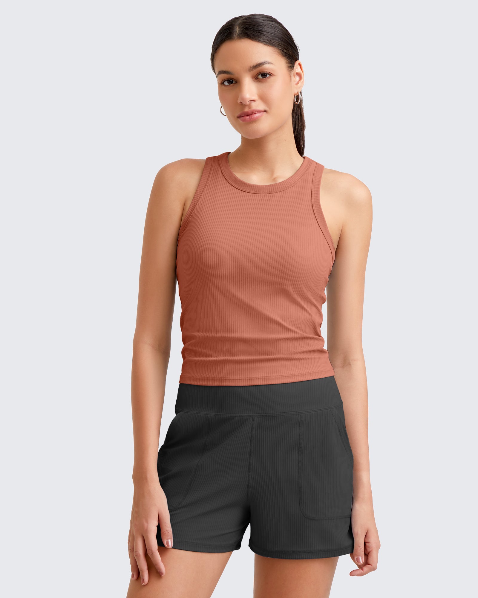 G4Free Activewear - Ribbed Slim Racerback Athletic Tanks -GF25B327AA-S-GF25B327AB-M-GF25B327AC-L-GF25B327AD-XL-GF25B327AF-XS