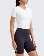 G4Free Activewear - Ribbed Slim Workout Crop Short Sleeve -GF25K320CA-S-GF25K320CB-M-GF25K320CC-L-GF25K320CD-XL-GF25K320CF-XS