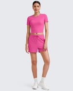 G4Free Activewear - Ribbed Slim Workout Crop Short Sleeve -GF25K320CA-S-GF25K320CB-M-GF25K320CC-L-GF25K320CD-XL-GF25K320CF-XS