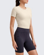 G4Free Activewear - Ribbed Slim Workout Crop Short Sleeve -GF25K320CA-S-GF25K320CB-M-GF25K320CC-L-GF25K320CD-XL-GF25K320CF-XS
