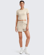 G4Free Activewear - Ribbed Slim Workout Crop Short Sleeve -GF25K320CA-S-GF25K320CB-M-GF25K320CC-L-GF25K320CD-XL-GF25K320CF-XS