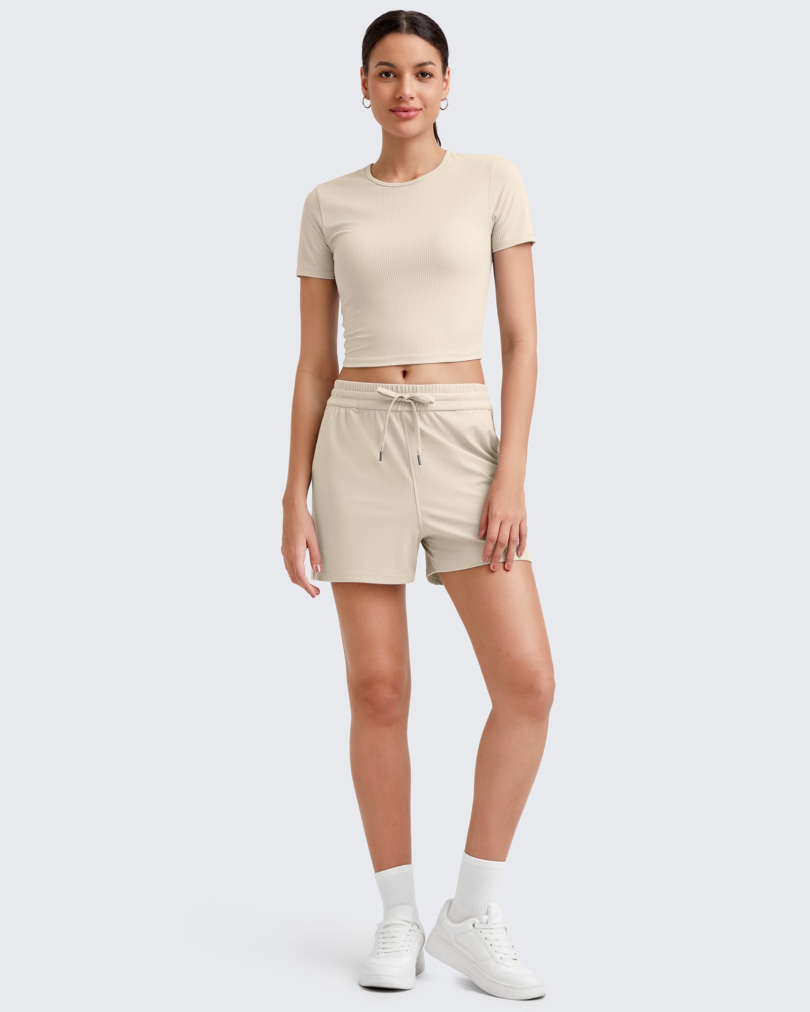 G4Free Activewear - Ribbed Slim Workout Crop Short Sleeve -GF25K320CA-S-GF25K320CB-M-GF25K320CC-L-GF25K320CD-XL-GF25K320CF-XS