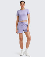 G4Free Activewear - Ribbed Slim Workout Crop Short Sleeve -GF25K320CA-S-GF25K320CB-M-GF25K320CC-L-GF25K320CD-XL-GF25K320CF-XS