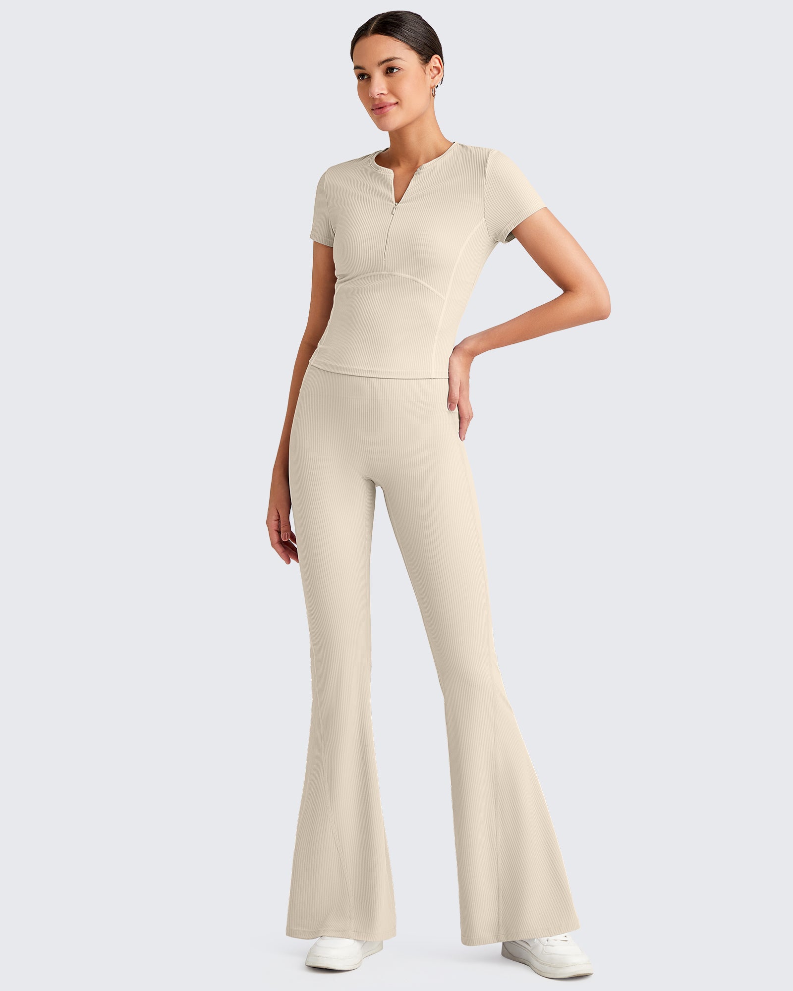 G4Free Activewear - Ribbed Tummy Control Flare Yoga Pants -GF25A407AA-S-GF25A408AA-S-GF25A409AA-S-GF25A407AB-M-GF25A408AB-M