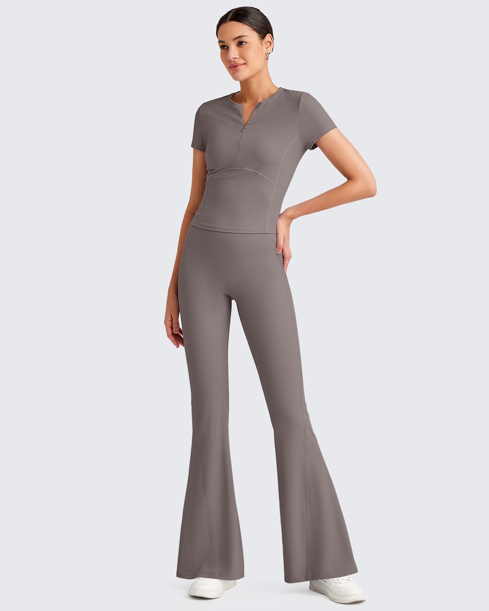 G4Free Activewear - Ribbed Tummy Control Flare Yoga Pants -GF25A407AA-S-GF25A408AA-S-GF25A409AA-S-GF25A407AB-M-GF25A408AB-M