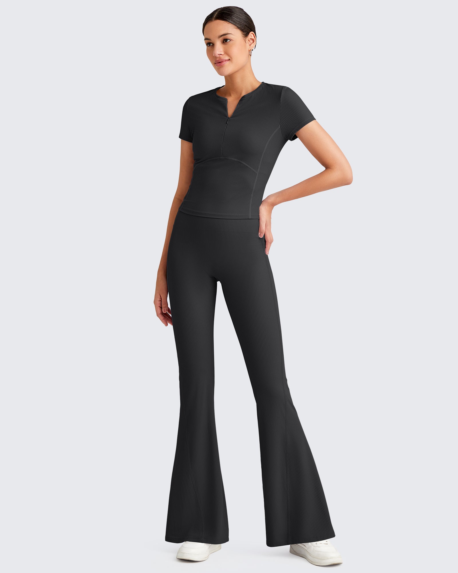 G4Free Activewear - Ribbed Tummy Control Flare Yoga Pants -GF25A407AA-S-GF25A408AA-S-GF25A409AA-S-GF25A407AB-M-GF25A408AB-M