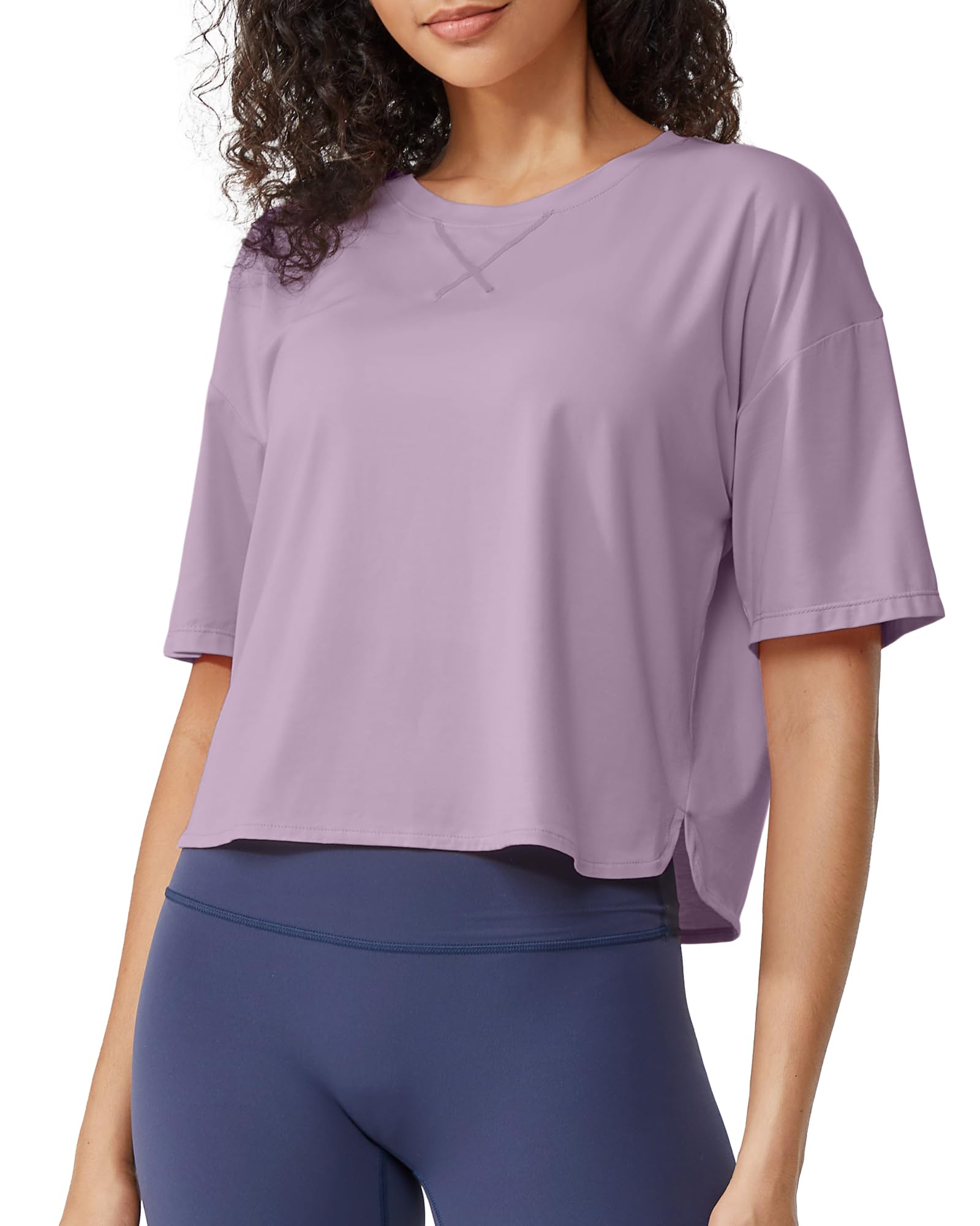 G4Free Activewear - Scoop Neck Short Sleeve Workout Crop Tops -GF24B199BA-S-GF24B199BB-M-GF24B199BC-L-GF24B199BD-XL-GF24B199BE-XXL