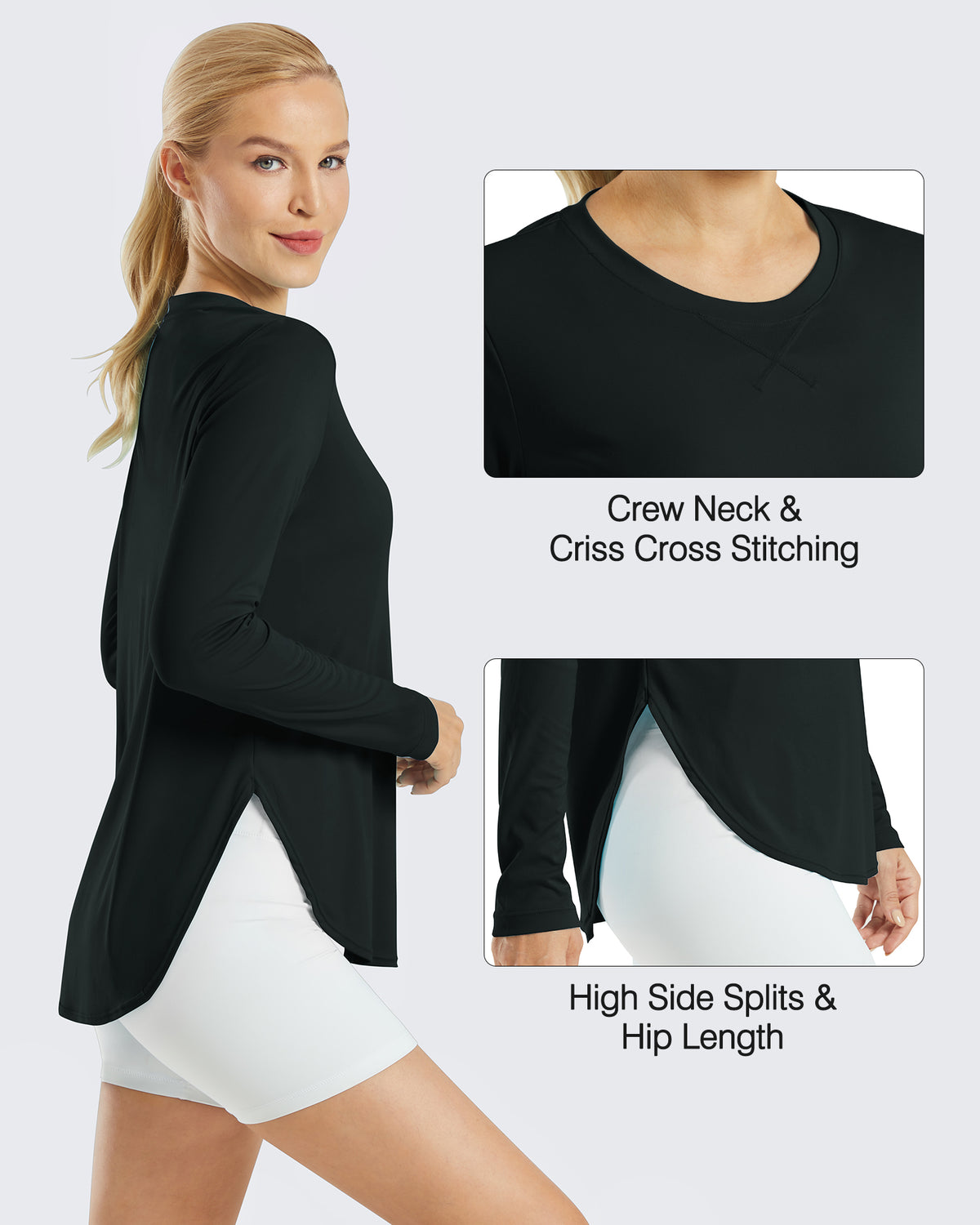 G4Free Activewear - Scoop Neck UV Sun Workout Long Sleeve -GF21B003BA-S-GF21B003BB-M-GF21B003BC-L-GF21B003BD-XL-GF21B003BE-XXL