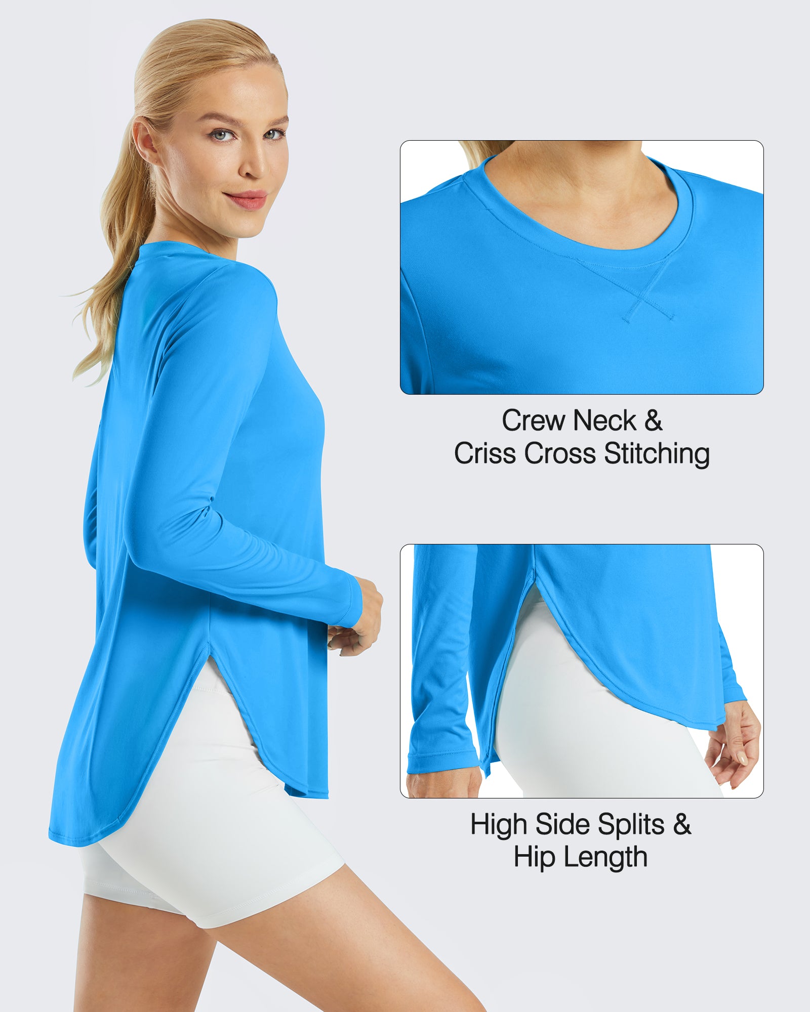 G4Free Activewear - Scoop Neck UV Sun Workout Long Sleeve -GF21B003BA-S-GF21B003BB-M-GF21B003BC-L-GF21B003BD-XL-GF21B003BE-XXL
