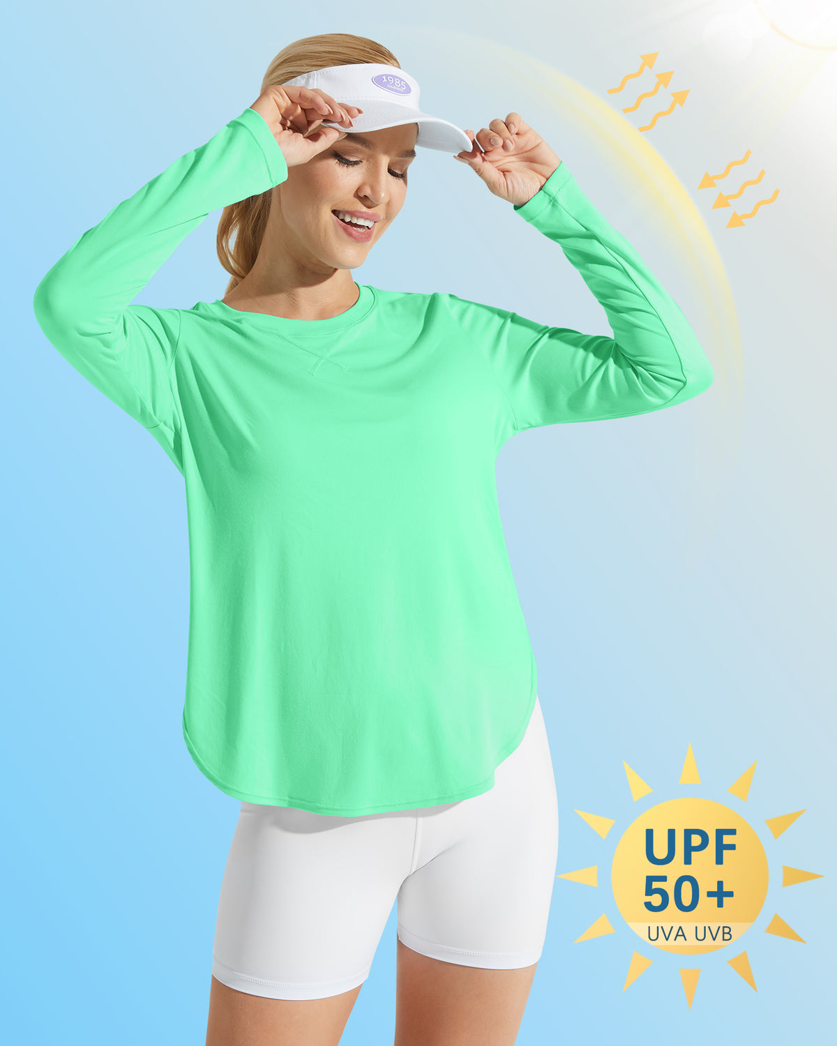 G4Free Activewear - Scoop Neck UV Sun Workout Long Sleeve Tops -GF21B003UA-S-GF21B003UB-M-GF21B003UC-L-GF21B003UD-XL-GF21B003UE-XXL
