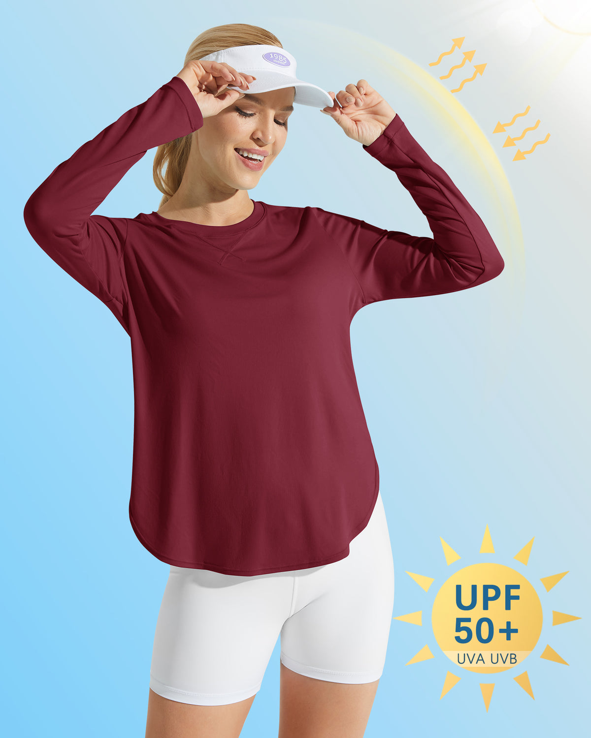 G4Free Activewear - Scoop Neck UV Sun Workout Long Sleeve Tops -GF21B003UA-S-GF21B003UB-M-GF21B003UC-L-GF21B003UD-XL-GF21B003UE-XXL