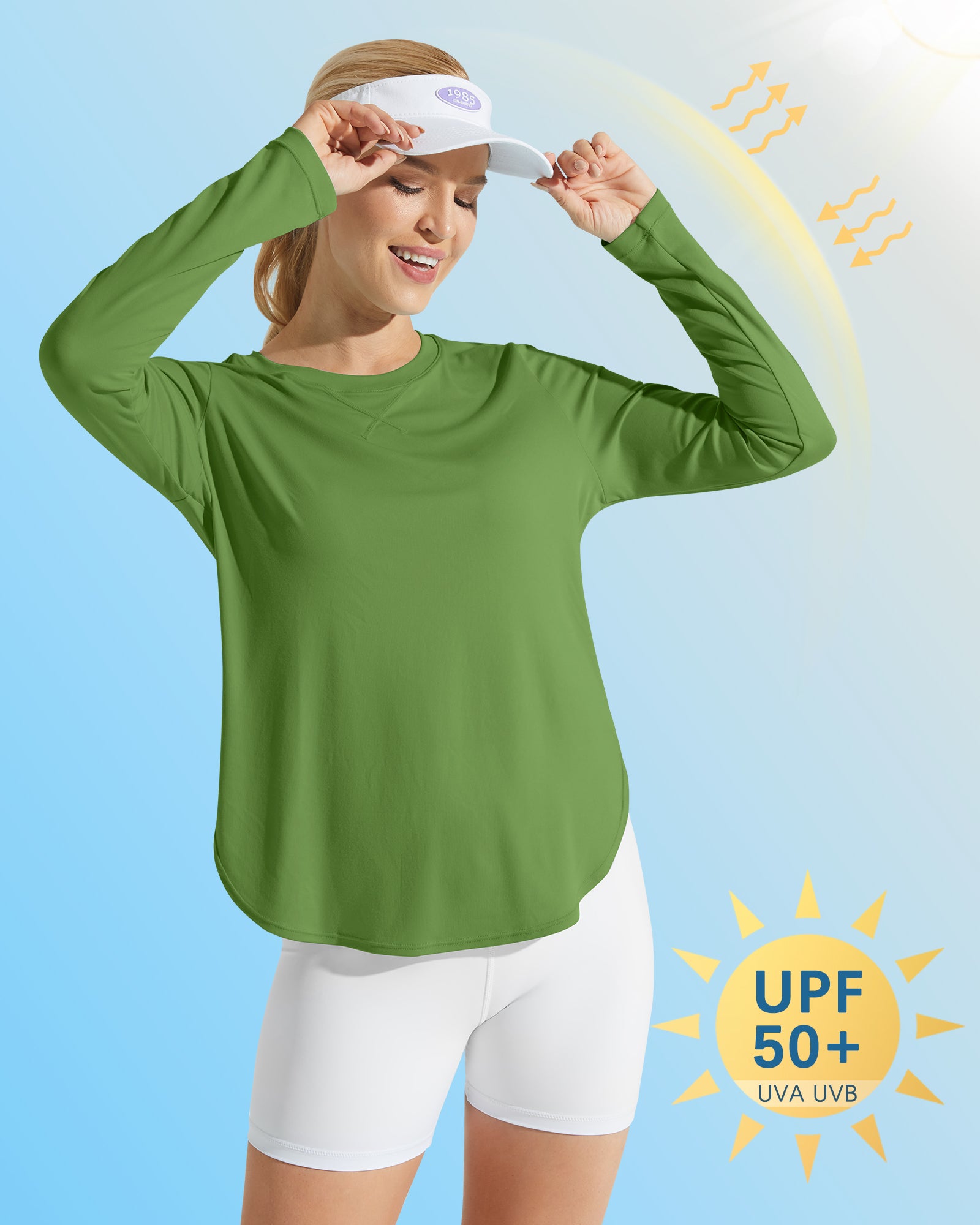 G4Free Activewear - Scoop Neck UV Sun Workout Long Sleeve Tops -GF21B003UA-S-GF21B003UB-M-GF21B003UC-L-GF21B003UD-XL-GF21B003UE-XXL