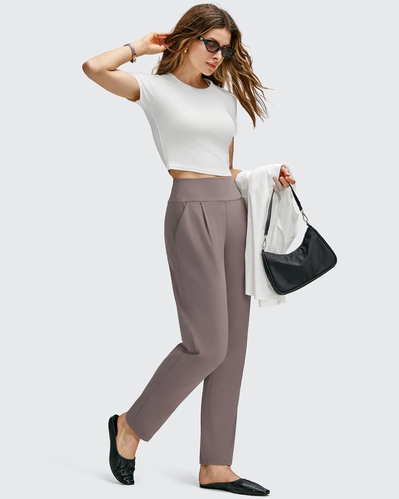 G4Free Activewear - ShiftReady Front Pleated Ankle Tapered High Waist Trousers -GF25D637AA-S-GF25D638AA-S-GF25D639AA-S-GF25D637AB-M-GF25D638AB-M