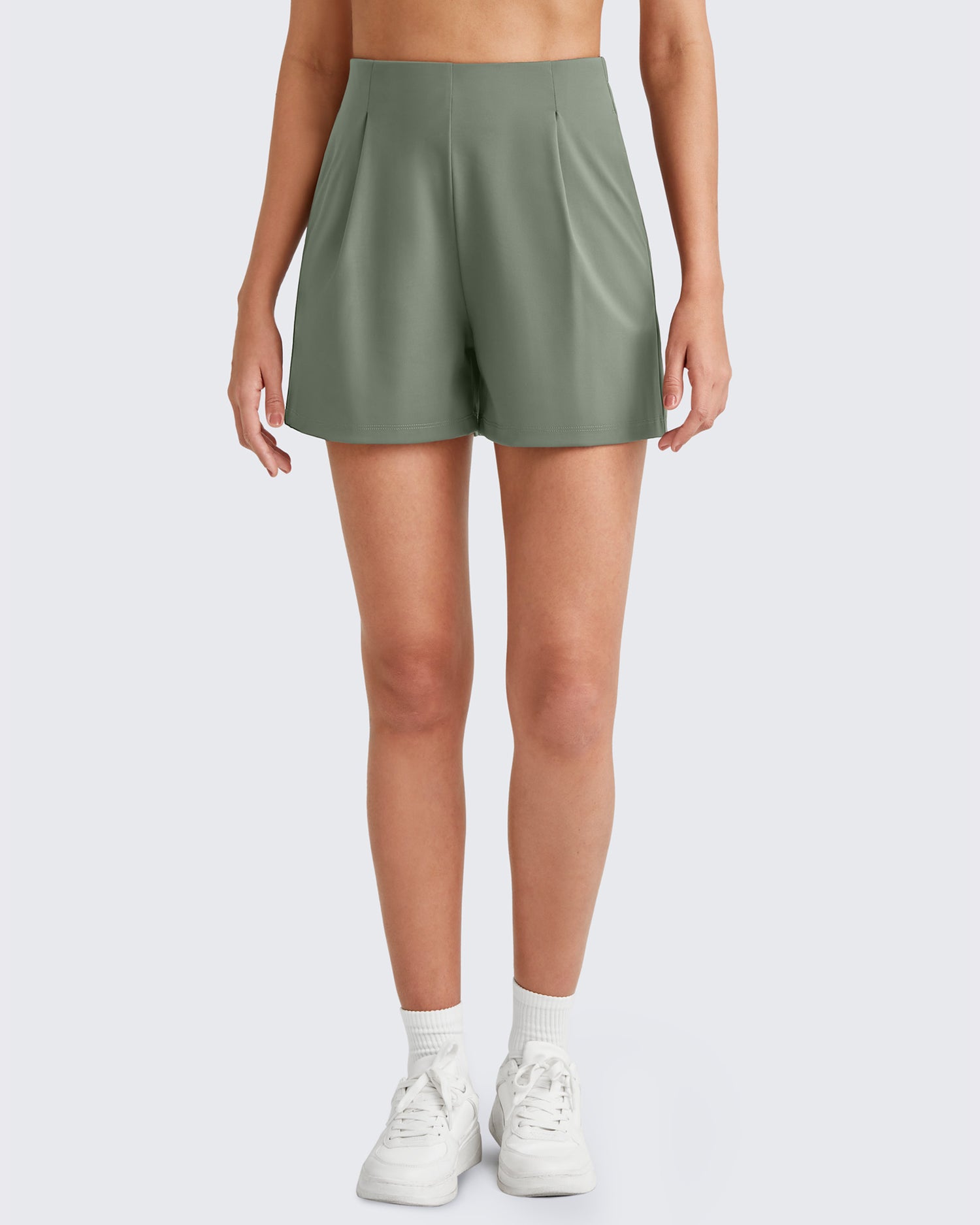 G4Free Activewear - ShiftReady High-Rise Pleated Work Shorts 5'' -GF25E395FA-S-GF25E395FB-M-GF25E395FC-L-GF25E395FD-XL-GF25E395FE-XXL