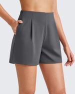 G4Free Activewear - ShiftReady High-Rise Pleated Work Shorts 5'' -GF25E395FA-S-GF25E395FB-M-GF25E395FC-L-GF25E395FD-XL-GF25E395FE-XXL