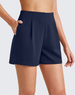 G4Free Activewear - ShiftReady High-Rise Pleated Work Shorts 5'' -GF25E395FA-S-GF25E395FB-M-GF25E395FC-L-GF25E395FD-XL-GF25E395FE-XXL