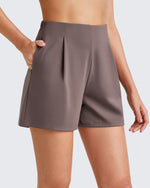 G4Free Activewear - ShiftReady High-Rise Pleated Work Shorts 5'' -GF25E395FA-S-GF25E395FB-M-GF25E395FC-L-GF25E395FD-XL-GF25E395FE-XXL