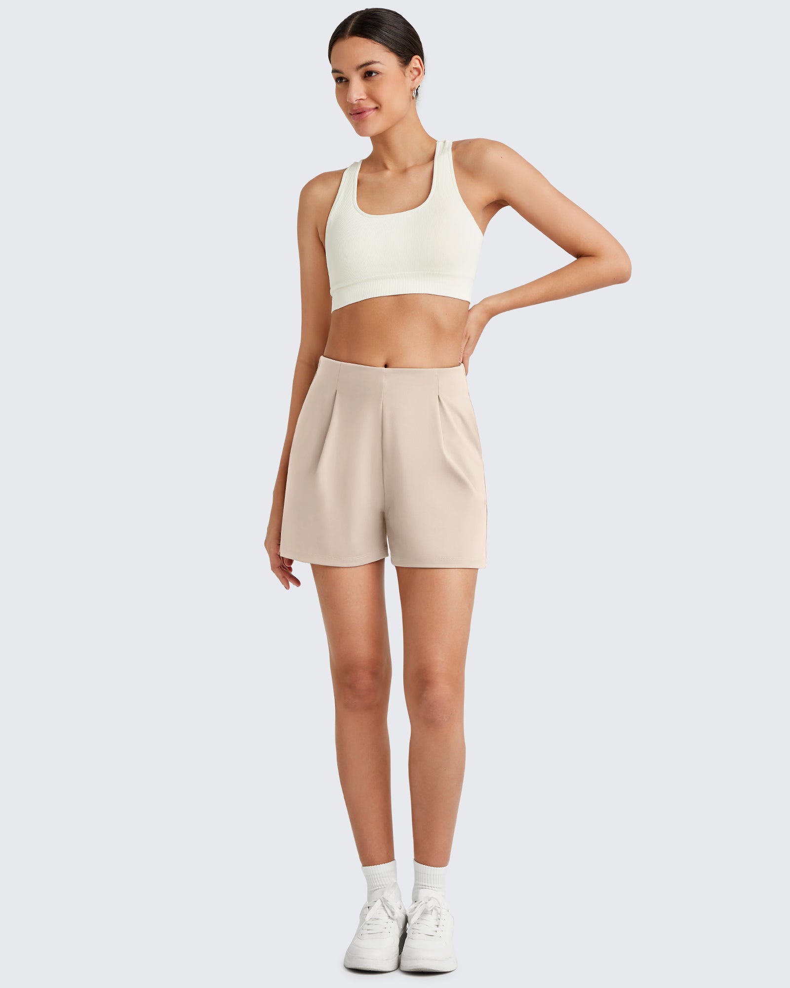 G4Free Activewear - ShiftReady High-Rise Pleated Work Shorts 5'' -GF25E395FA-S-GF25E395FB-M-GF25E395FC-L-GF25E395FD-XL-GF25E395FE-XXL