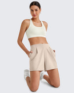 G4Free Activewear - ShiftReady High-Rise Pleated Work Shorts 5'' -GF25E395FA-S-GF25E395FB-M-GF25E395FC-L-GF25E395FD-XL-GF25E395FE-XXL