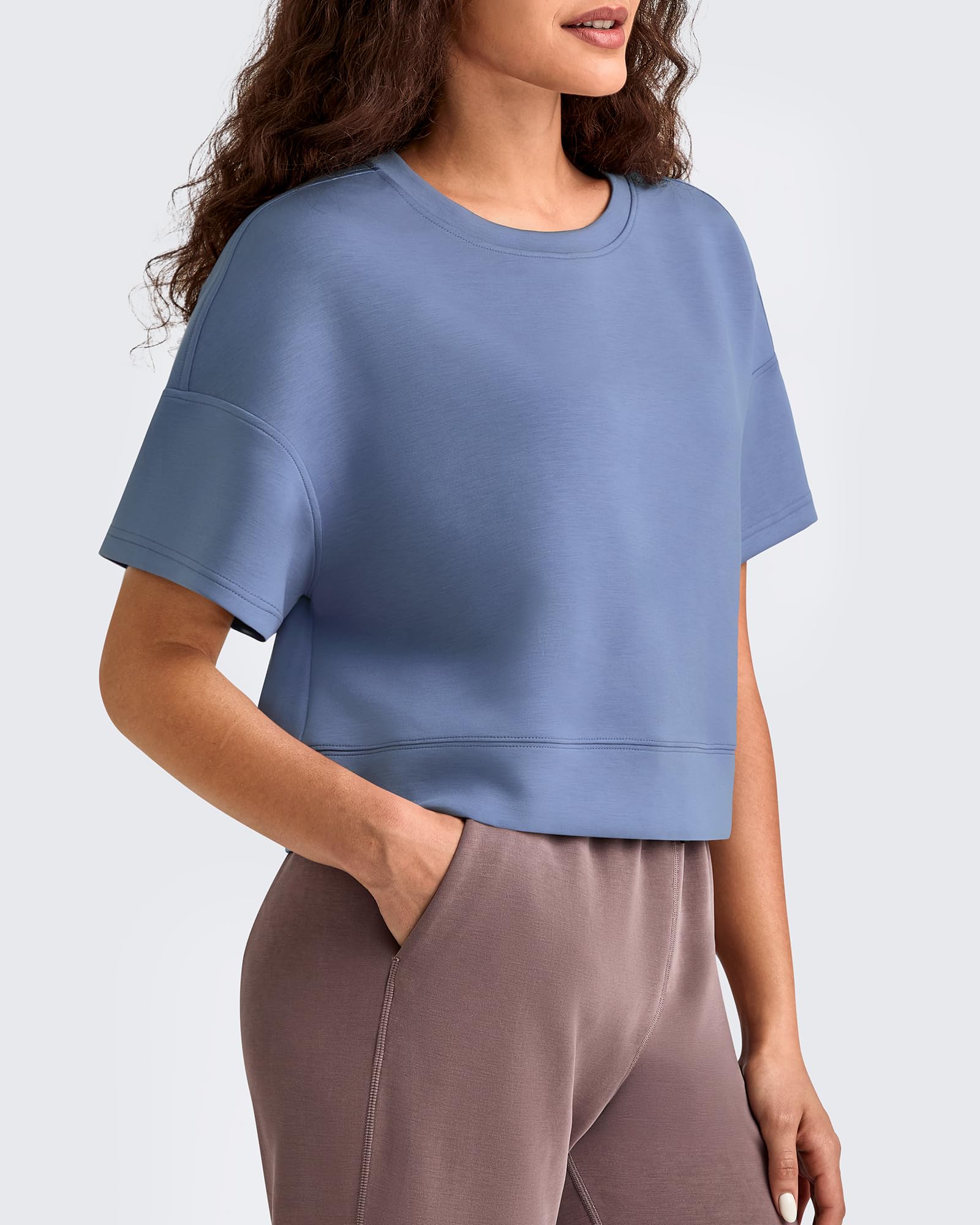 G4Free Activewear - Smoofit Crew Neck Boxy Drop Shoulder Short Sleeve -GF25K490AA-S-GF25K490AB-M-GF25K490AC-L-GF25K490AD-XL-GF25K490AE-XXL